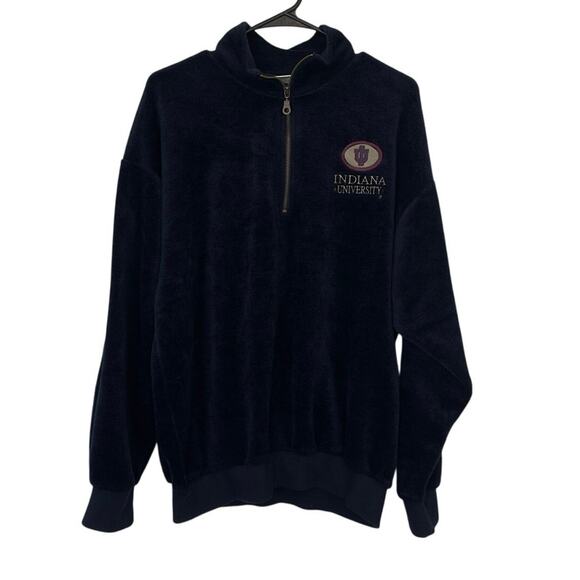 VTG USA Player Sportswear Indiana University 1/4 Zip Pullover Size L Navy Blue - Picture 1 of 7